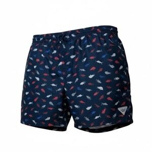 Columbia PFG Rambler Water Shorts Lined Drawstring Navy Print Size L